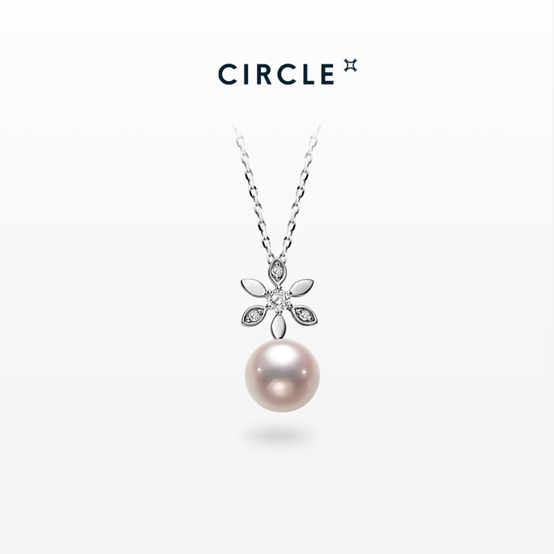 CIRCLE珠宝木兰花钻石珍珠项链