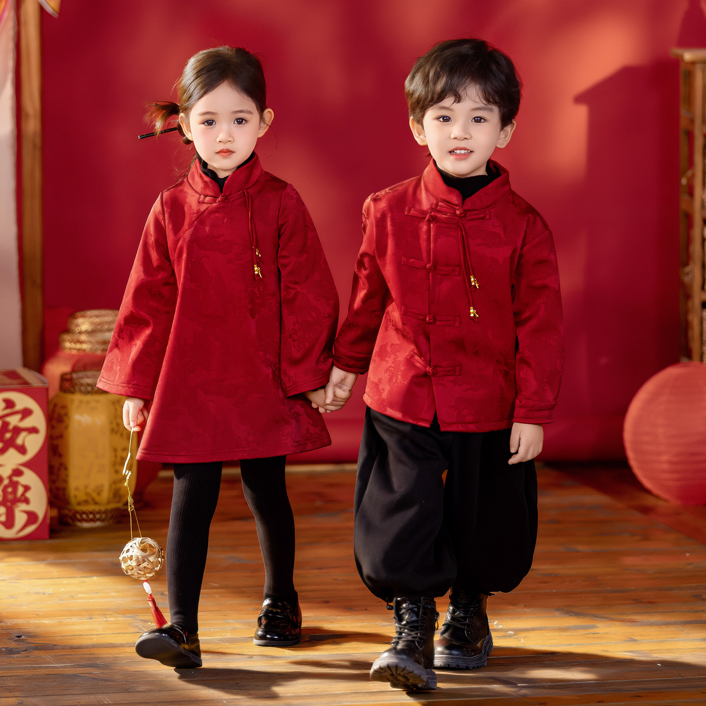 男童加绒汉服秋冬季新中式古装女童唐装旗袍裙国风儿童加厚演出服,童装/婴儿装/亲子装,汉服,淘宝优惠券,粉丝福利购,淘宝优惠卷