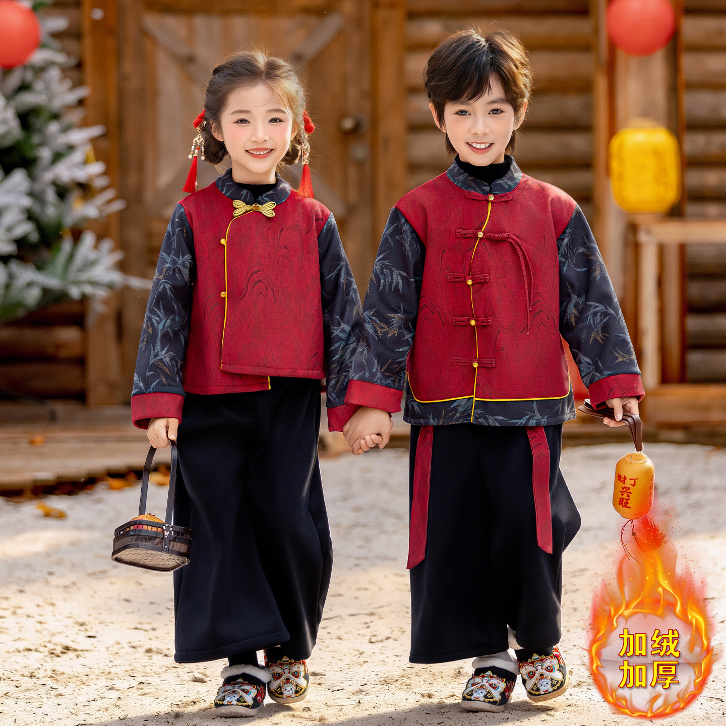 男童加绒汉服冬季中国风女童唐装套装古装新中式拜年服儿童表演服,童装/婴儿装/亲子装,唐装,淘宝优惠券,粉丝福利购,淘宝优惠卷