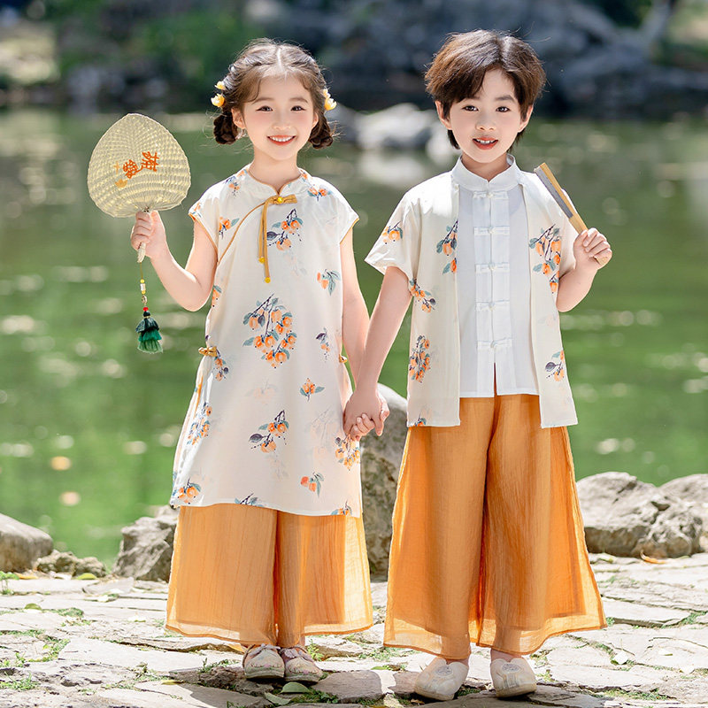 汉服男童夏季中国风日常高端女童唐装套装古风中式国学儿童表演服,童装/婴儿装/亲子装,唐装,淘宝优惠券,粉丝福利购,淘宝优惠卷