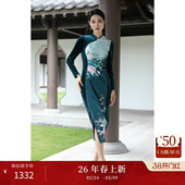 显瘦旗袍连衣裙 丝绒印花新中式 SUSSI 古色冬商场同款