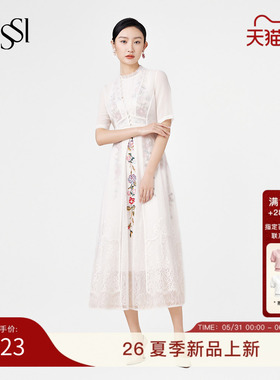 SUSSI古色商场同款白色防晒空调衫蕾丝拼接长款开衫外套女