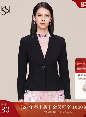 SUSSI/古色冬季新款商场同款黑色一粒扣双层摆外套11AV4160260