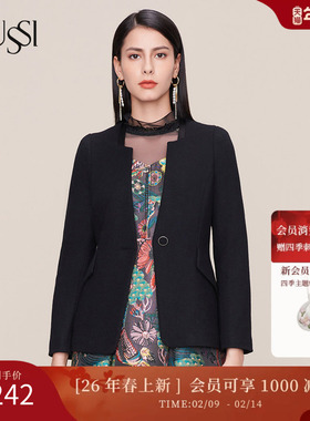 SUSSI/古色冬季新款商场同款黑色V开襟一粒扣外套11AV4160270