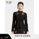 上衣女 黑色立领前领口透视长袖 SUSSI 古色冬商场同款