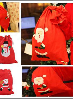 70cm*50cm圣诞老人背包 红色绒布大号收口糖果礼物袋子
