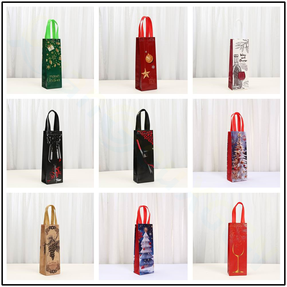红酒瓶包装袋葡萄酒手提袋加厚无纺布袋圣诞派对饮料礼品礼物袋子