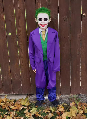 24款黑暗骑士蝙蝠侠紫色小丑cos服希斯莱杰cos万圣节恐怖舞会表演