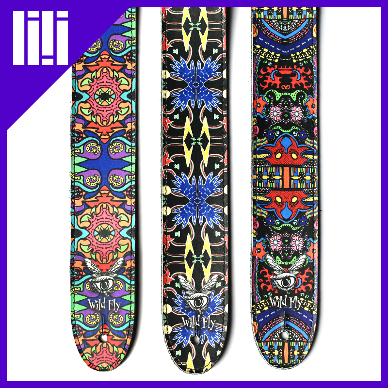 加拿大进口皮质涂鸦电木吉他背带