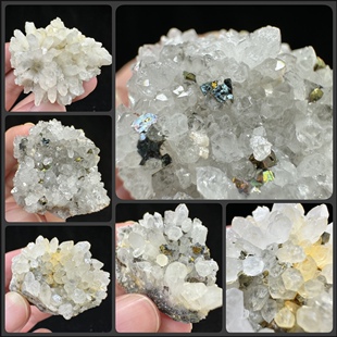 江西水晶黄铁矿黄铜矿水晶萤石共生天然矿物晶体矿石标本原石摆件