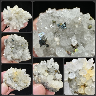 江西水晶黄铁矿黄铜矿水晶萤石共生天然矿物晶体矿石标本原石摆件