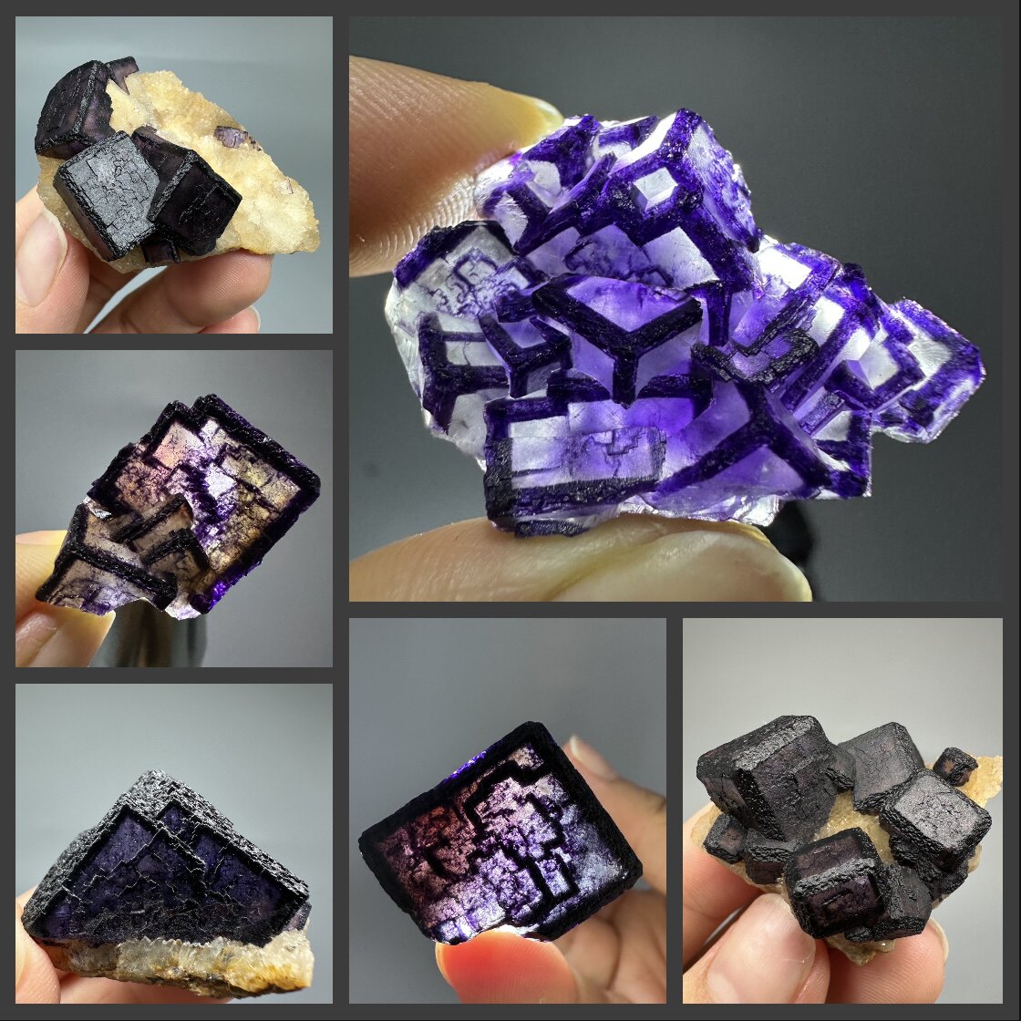 内蒙古紫边萤石天然矿物晶体矿石标本原石摆件收藏观赏科普教学