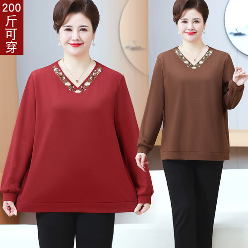 中老年人新款200斤宽松大码女T恤