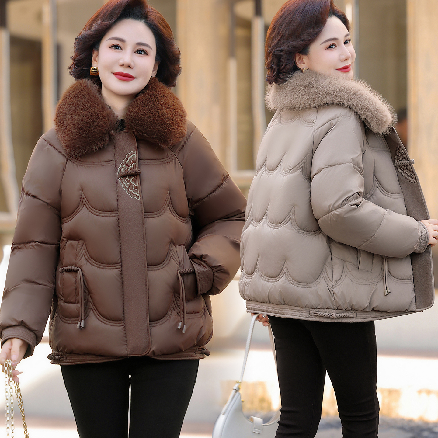 妈妈冬装外套新款棉袄加厚短款