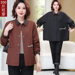 中老年人女胖太太200斤休闲春秋加肥夹克 外套特体大码 妈妈装 春季