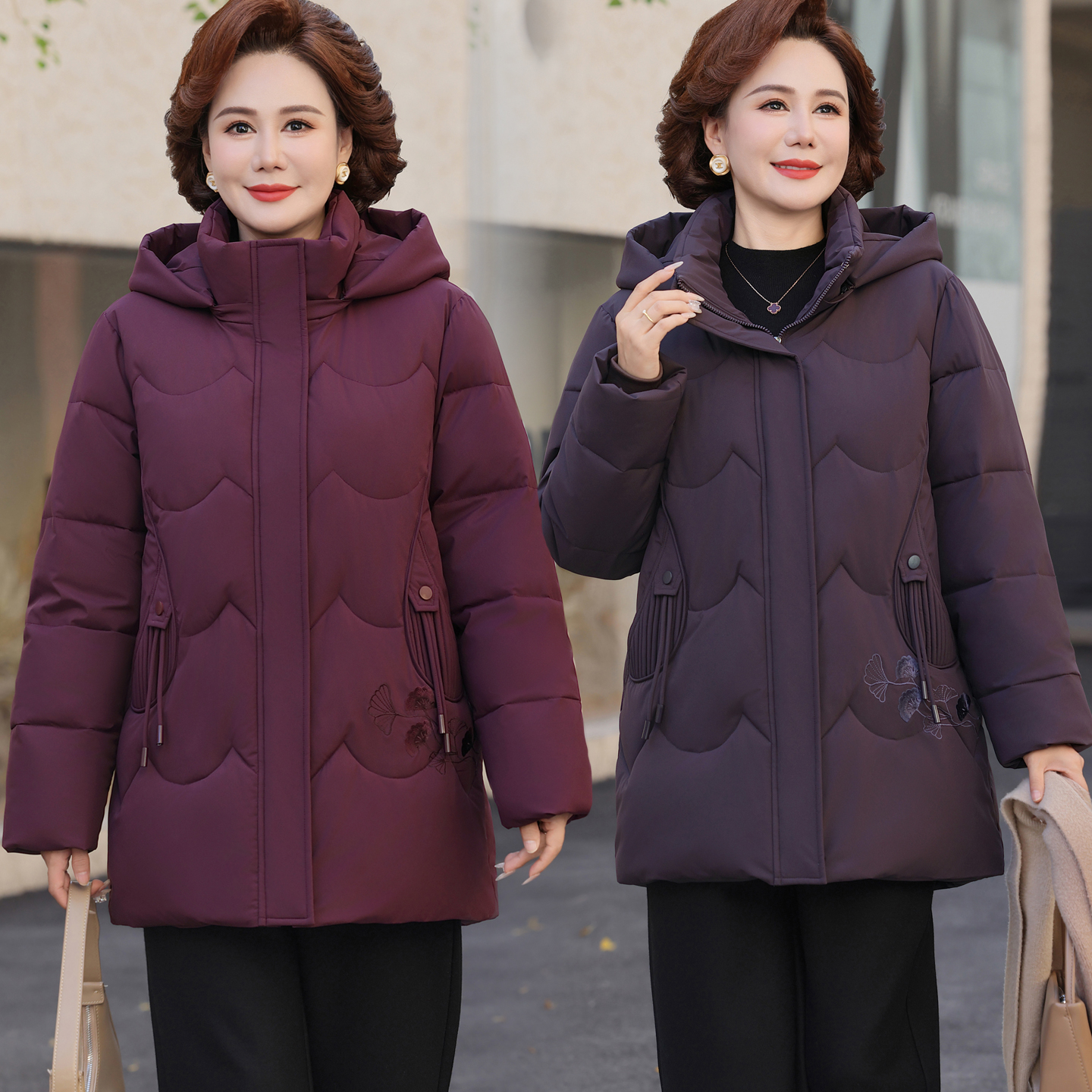 中老年妈妈装羽绒棉服2025冬季新款中年女减龄洋气棉袄中长款外套