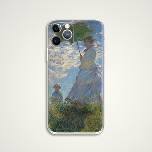 莫奈公园打伞女子 VIVOoppo 印象派文艺术生油画手机壳适用苹果 华为小米 三星 D919适用苹果17PROMAX Monet