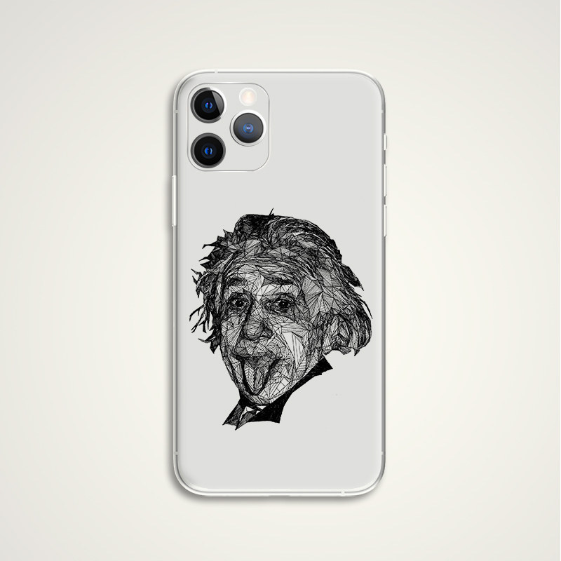 josh bryan爱因斯坦吐舌手绘几何线条名人透明个性文艺手机壳e173