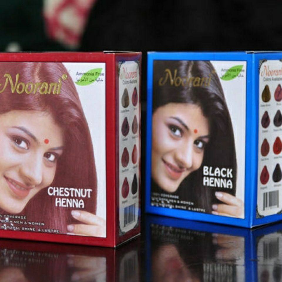 印度原装noorani海娜粉植物染发粉自然黑板栗色遮白发海纳指甲花