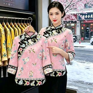 新款2026妈妈旗袍七分袖T恤春夏新中式国风复古遮肚中年打底上衣