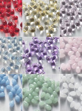 6x9小水滴古风发簪材料琉璃国产水晶散珠吊坠耳饰diy饰品坠子包邮