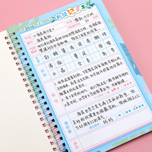读书笔记本阅读摘记本好词好句小学生一年级阅读记录本摘录摘抄本语文积累本读后感抄二三年级采蜜集读书笔记