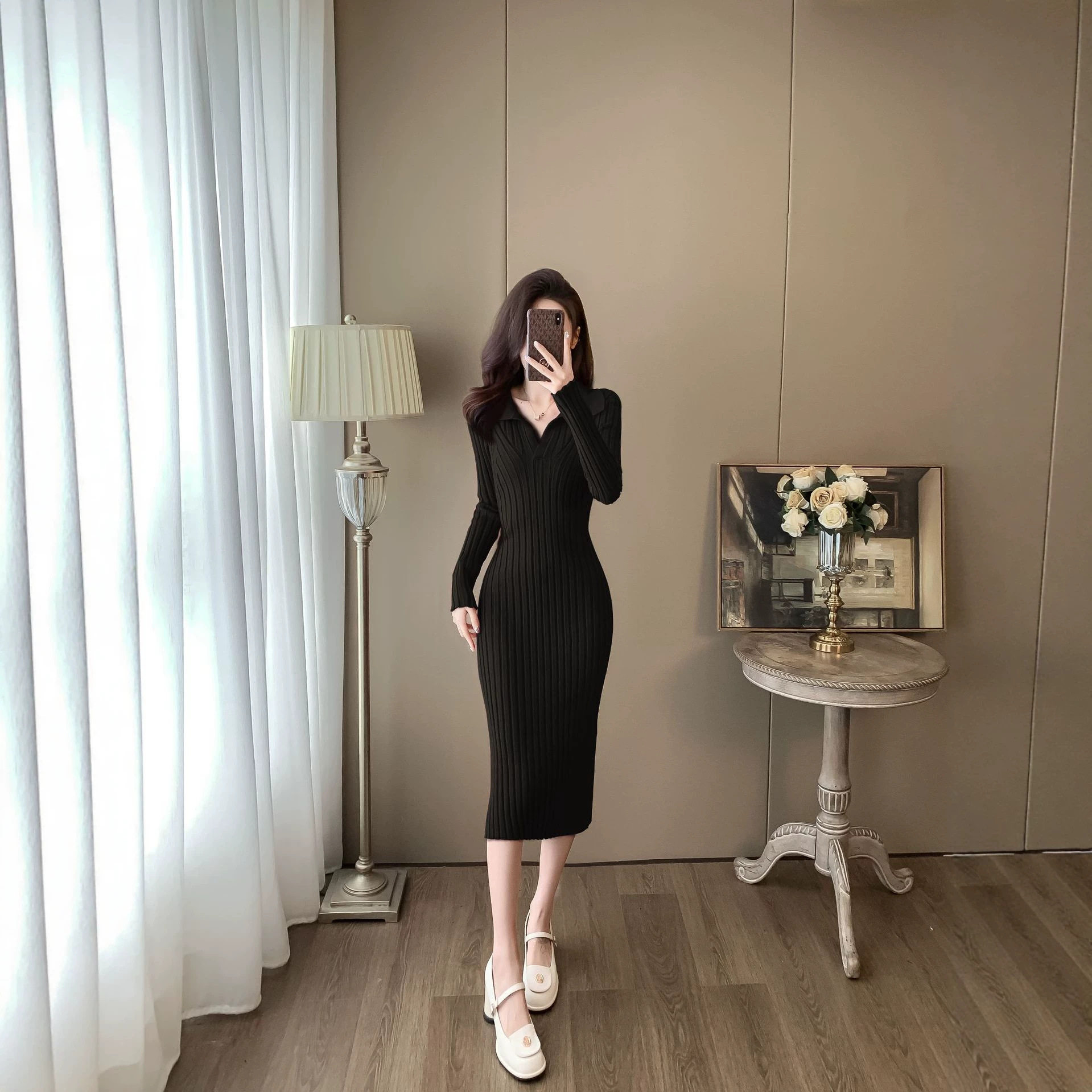 2026秋季简约修身内搭针织连衣裙气质女神范显瘦毛衣包臀裙女通勤