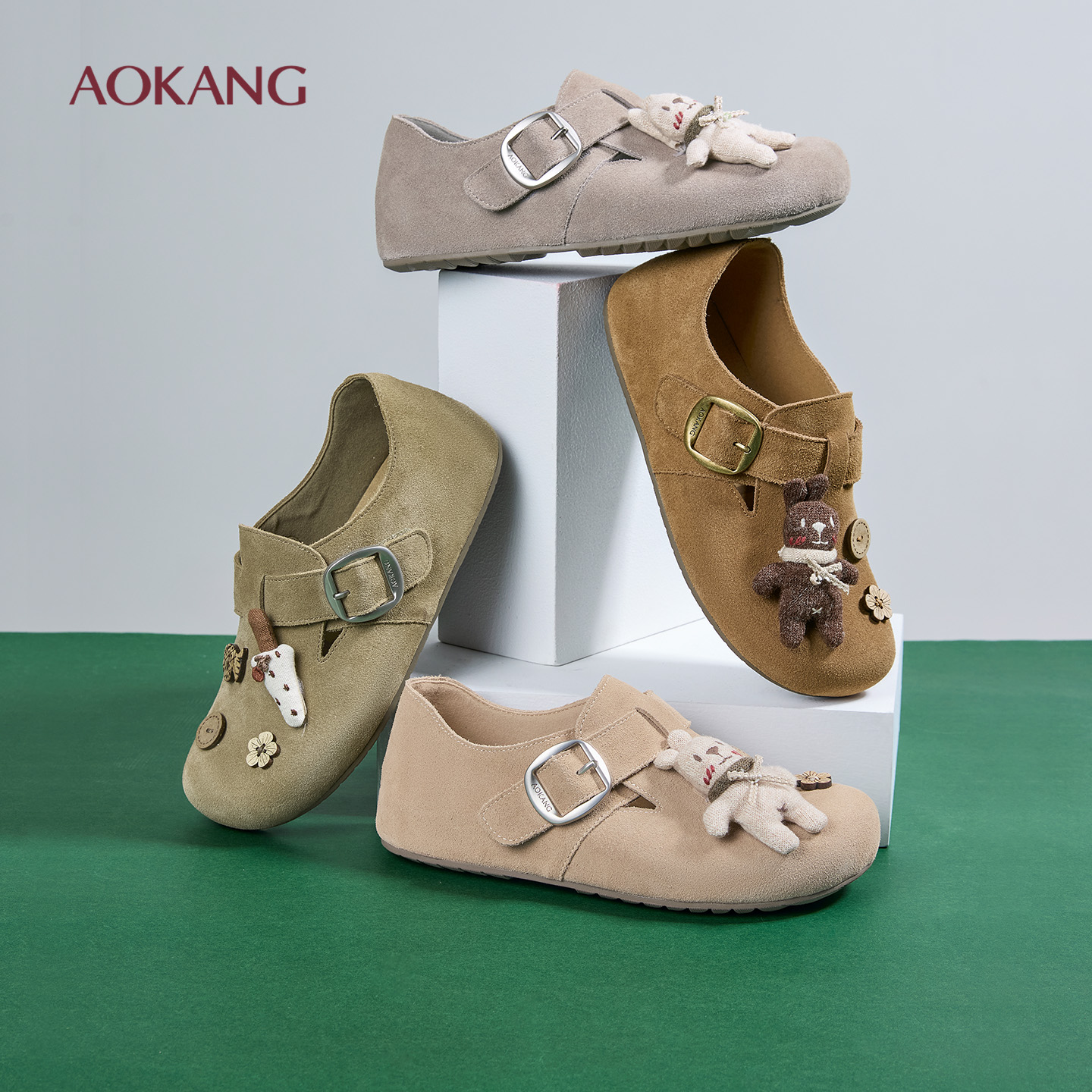 奥康 女鞋2026春季新款全包勃肯鞋懒人鞋软底平底单鞋门店发货