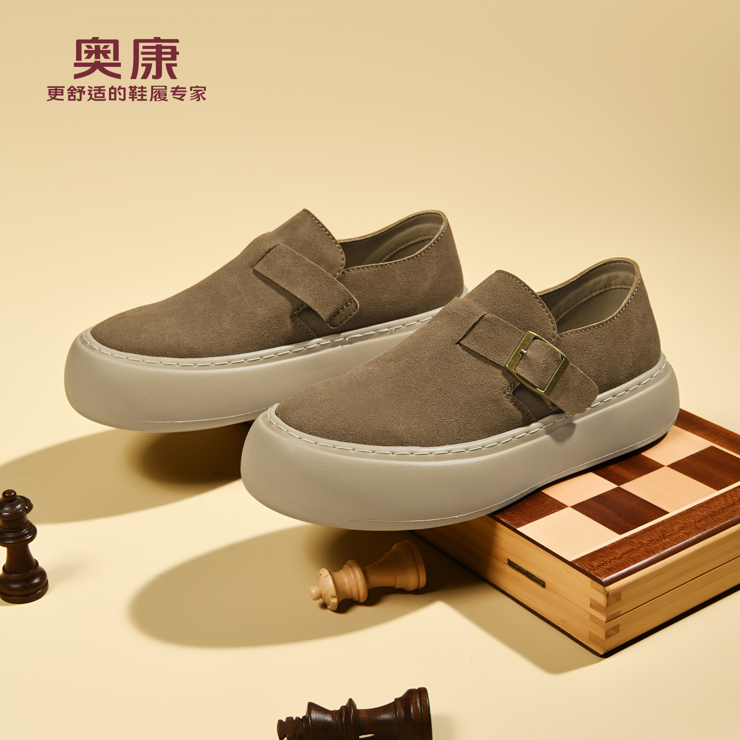 奥康男鞋开车软底轻便勃肯鞋男