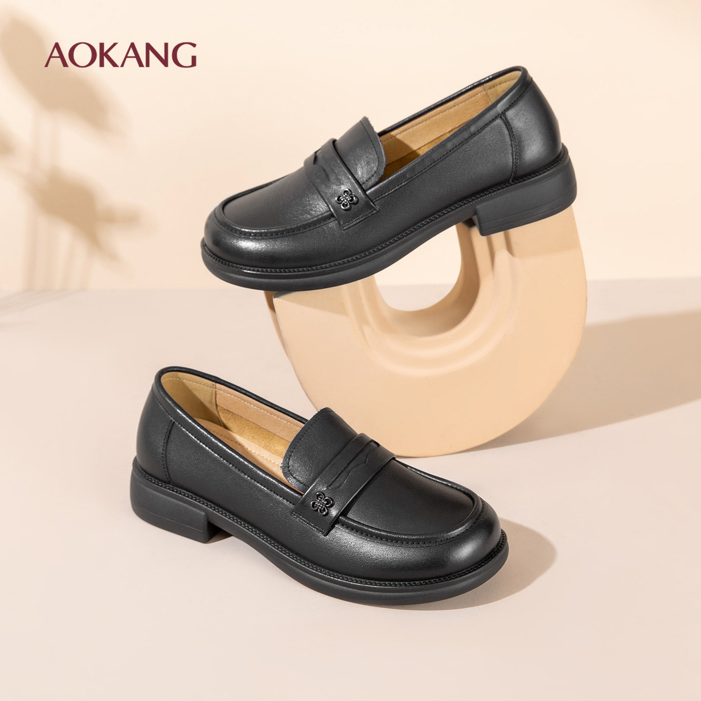 奥康 女鞋茶花乐福鞋女2026春季新款爆款单鞋英伦风低跟小皮鞋N,女鞋,乐福鞋（豆豆鞋）,淘宝优惠券,粉丝福利购,淘宝优惠卷