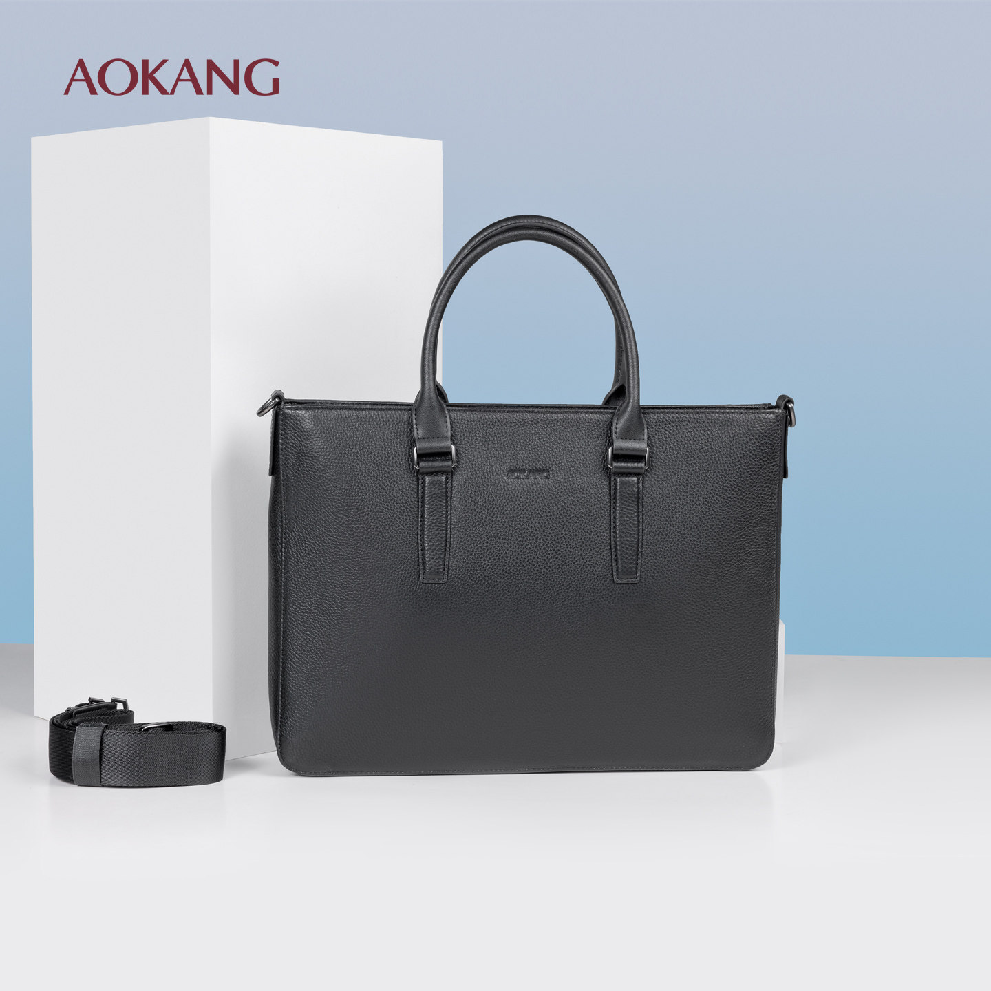 奥康男包春秋款商务休闲手提包白领律师出差办公单肩包公文包