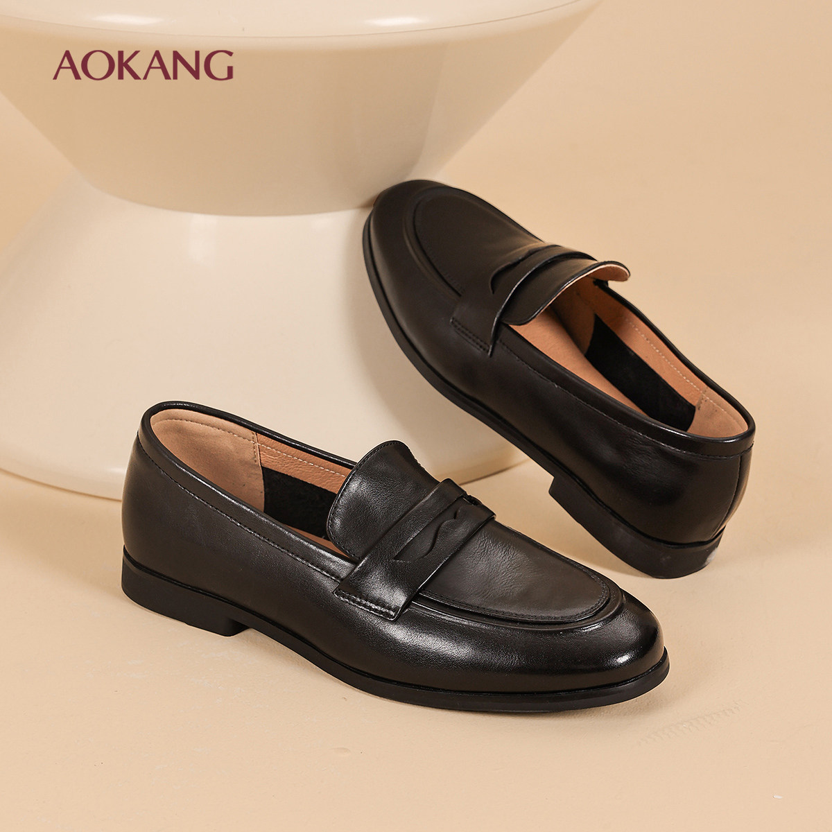 奥康 女鞋2025年秋季新款真皮低跟乐福鞋通勤时尚单鞋N