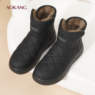 雪地靴女加绒保暖防滑厚底短靴大棉鞋 冬季 抗寒厚底休闲L 女鞋 奥康