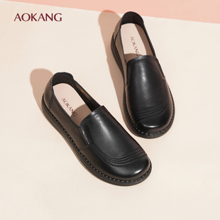 奥康 女鞋2026春季妈妈皮鞋真皮软底舒适奶奶平底单鞋中老年女鞋L