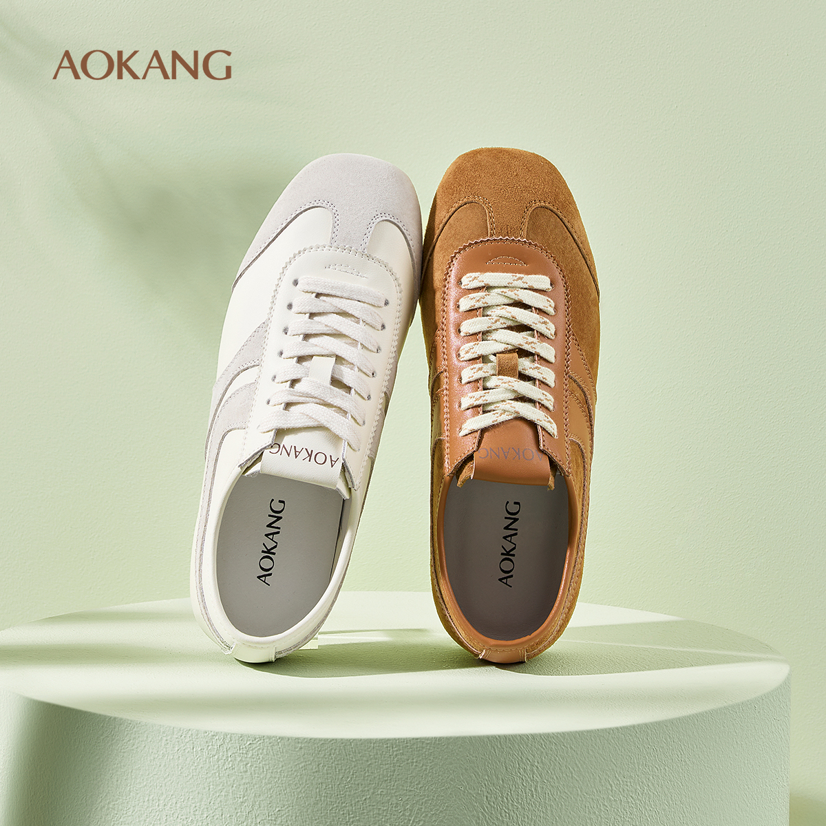 奥康 女鞋2025春秋德训鞋撞色轻盈美式休闲运动门店发货