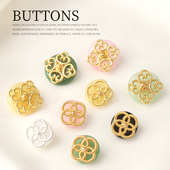 国风仿玉石衬衫 纽扣金属琉璃复古平安旗袍汉服扣子盘扣上衣装 饰扣