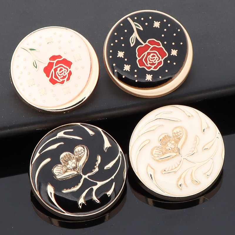 金属花朵精致点油扣子女衣服大衣风衣纽扣儿童毛衣外套高端大钮扣