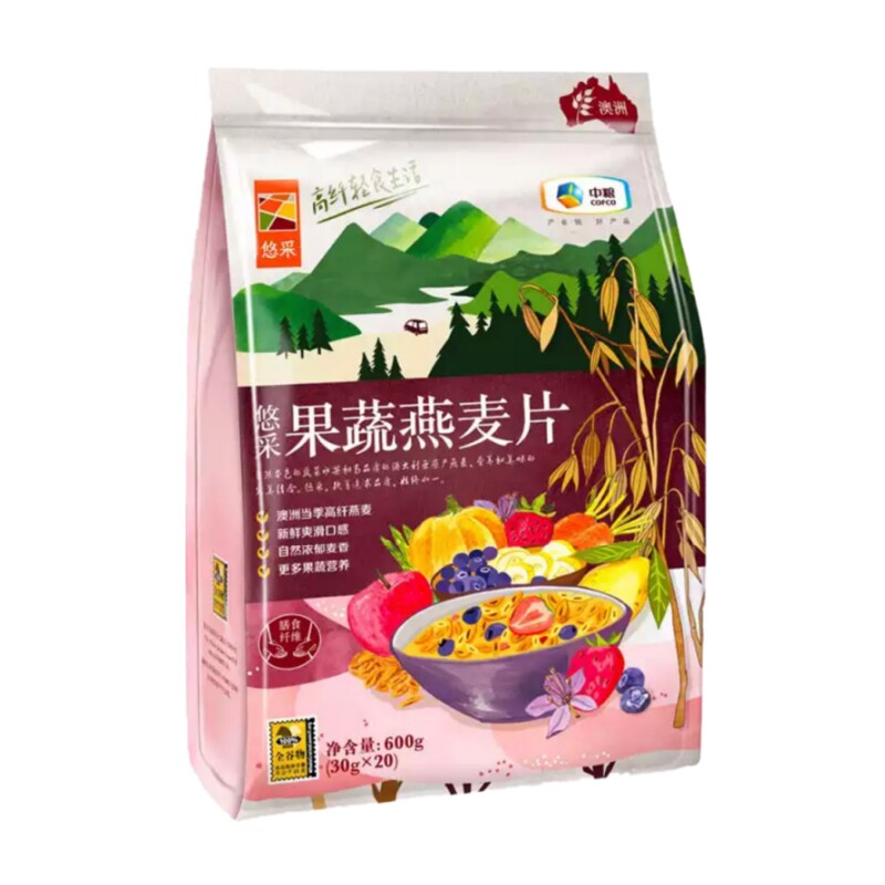 中粮澳洲麦片悠采果蔬燕麦片早餐冲饮代餐速溶蔬菜谷物混合麦片