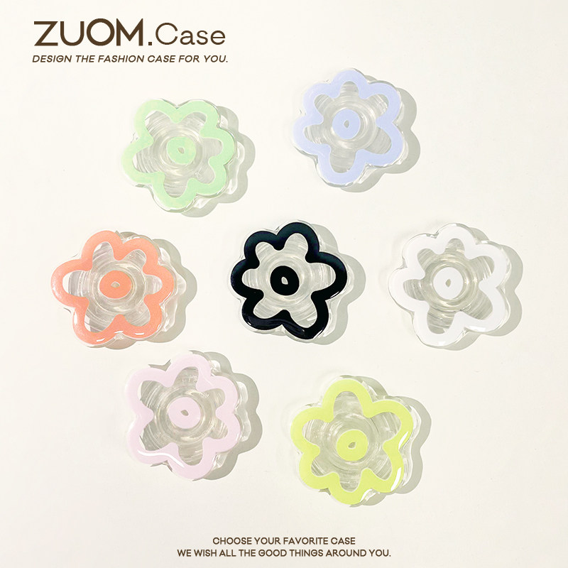 zuom 小清新简约花朵滴胶圆形气囊式支架 手机支撑桌面通用手机壳便捷