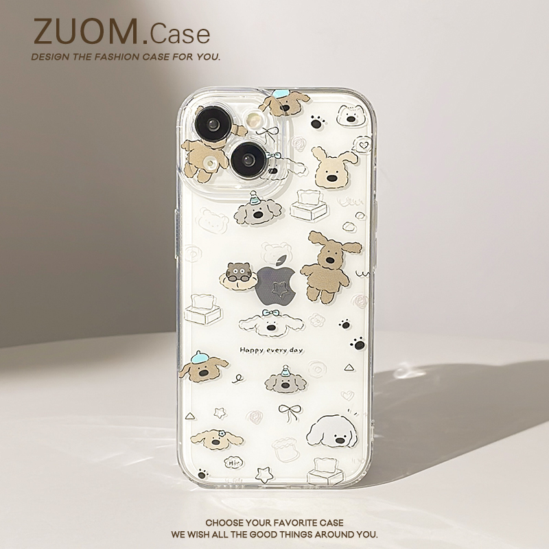 zuom 涂鸦小狗适用苹果15proamx新款iPhone14手机壳13pro女款xsmax可爱防摔12pm创意透明14plus简约高级感