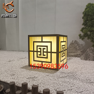 户外方形灯箱云石景观灯紫铜围墙柱顶灯不锈钢拉丝大理石台柱灯具