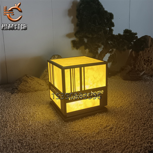 定制刻字柱头灯小区入户石柱灯售楼部单元门两侧台柱灯户外水景灯