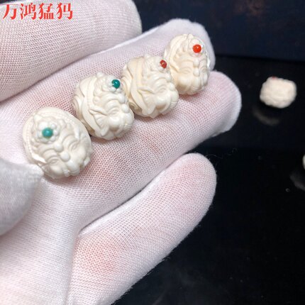 猛犸象牙象宝宝散珠手链雕件顶珠手串配件腰珠隔珠背云文玩配饰