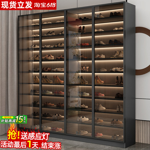 2024新款挂画玻璃门鞋柜现代简约