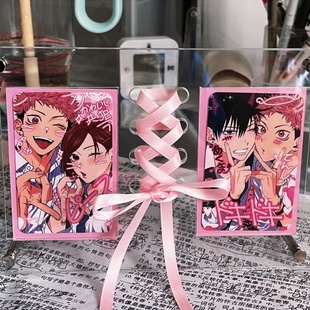 亚克力小卡展示架拍立得照片丝带相框桌面摆件带凹槽明星CD收纳架