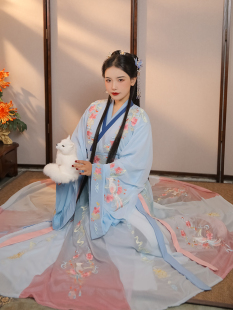 原创晋制汉服女【十里桃花】交领齐腰襦裙一片式破裙日常春季