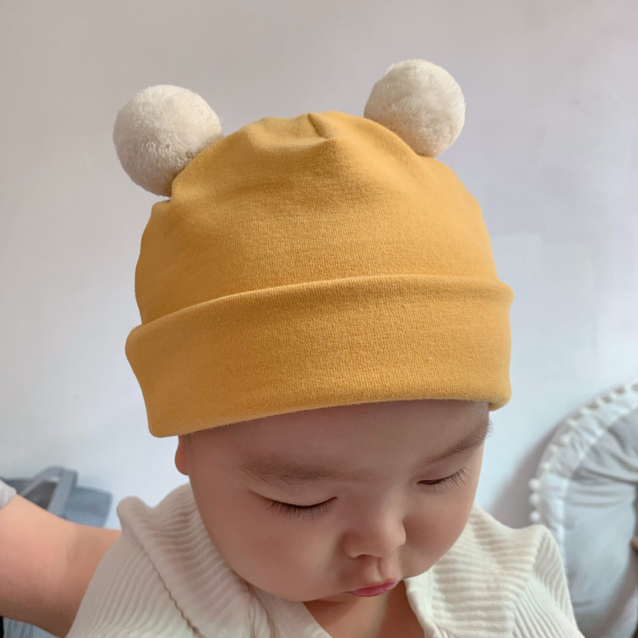 球球婴儿帽子春秋婴幼儿纯棉新生儿胎帽无骨宝宝帽子可爱超萌秋冬