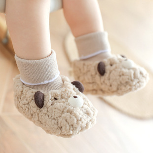 袜软婴儿底加绒保暖袜子秋冬可爱超萌学步袜幼儿地板袜防滑 宝宝鞋