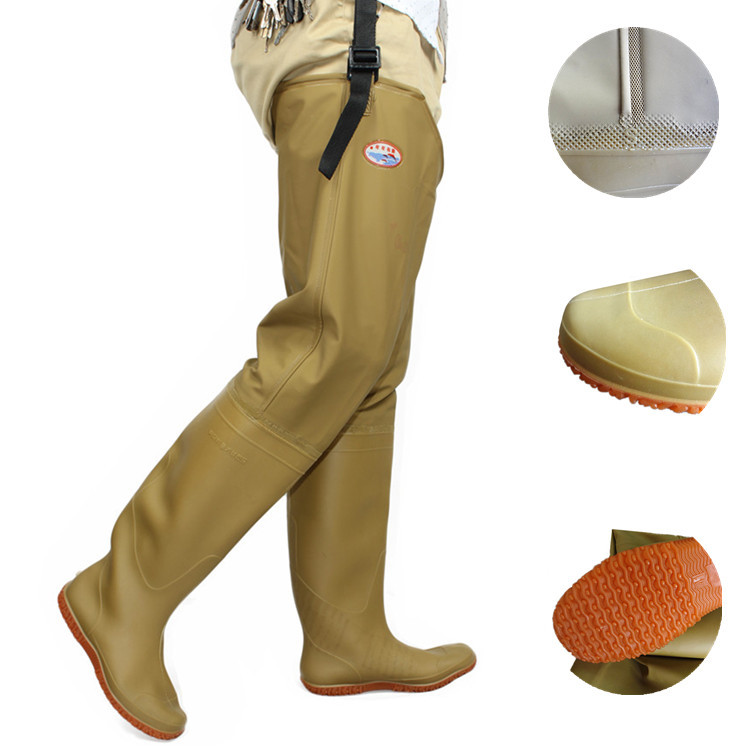 过膝软底插秧鞋高筒雨靴下水腿裤