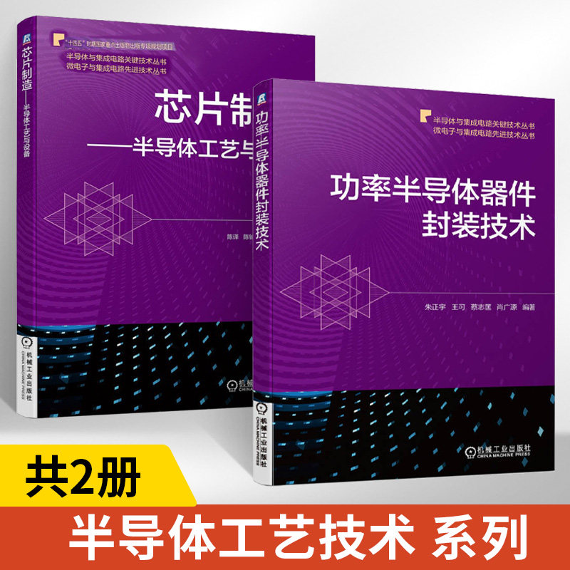 【全2册】芯片制造—半导体工艺与设备+功率半导体器件封装技术 摩尔定律 晶圆代工 产业结构光刻技术洁净系统干法刻蚀 机械工业